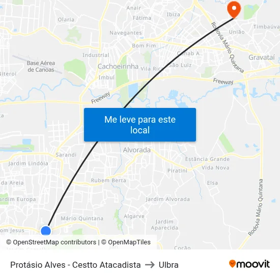 Protásio Alves - Cestto Atacadista to Ulbra map
