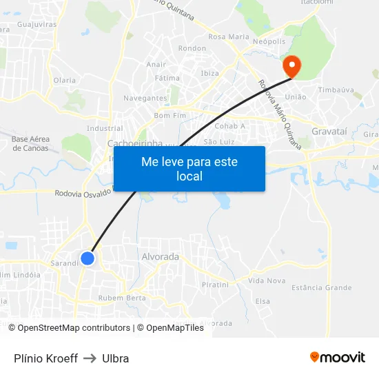 Plínio Kroeff to Ulbra map