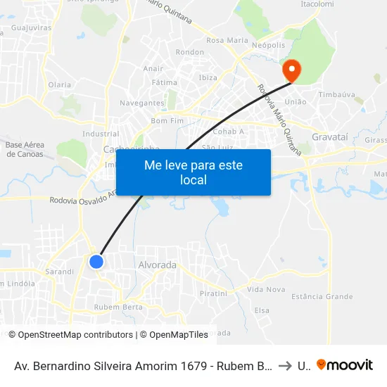 Av. Bernardino Silveira Amorim 1679 - Rubem Berta - Rubem Berta Porto Alegre - Rs 91160-170 Brasil to Ulbra map