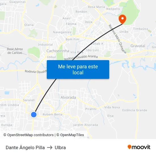 Dante Ângelo Pilla to Ulbra map