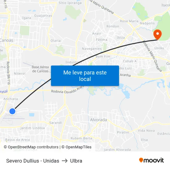 Severo Dullius - Unidas to Ulbra map
