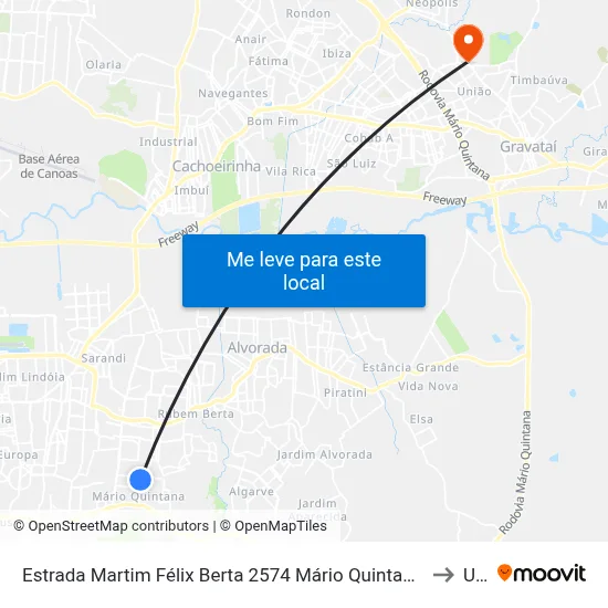 Estrada Martim Félix Berta 2574 Mário Quintana Porto Alegre - Rs 91260-650 Brasil to Ulbra map