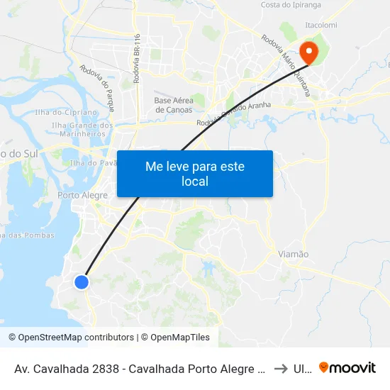 Av. Cavalhada 2838 - Cavalhada Porto Alegre - Rs 91740-000 Brasil to Ulbra map