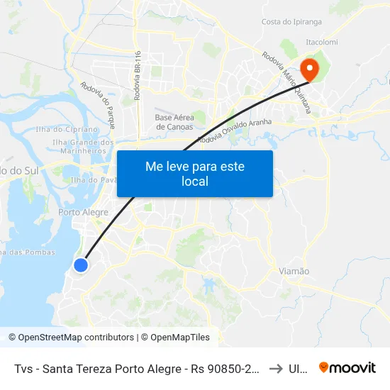 Tvs - Santa Tereza Porto Alegre - Rs 90850-250 Brasil to Ulbra map