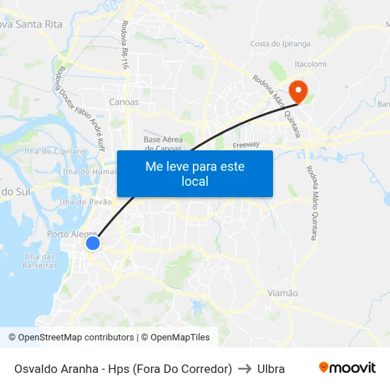 Osvaldo Aranha - Hps (Fora Do Corredor) to Ulbra map