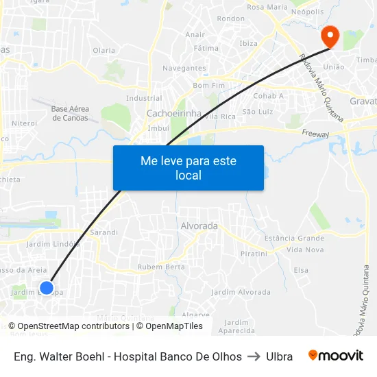 Eng. Walter Boehl - Hospital Banco De Olhos to Ulbra map