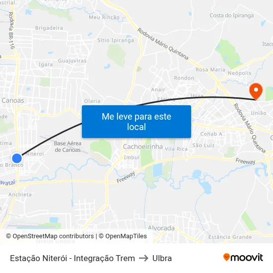 Estação Niterói - Integração Trem to Ulbra map
