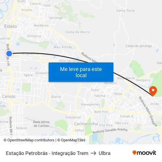 Estação Petrobrás - Integração Trem to Ulbra map