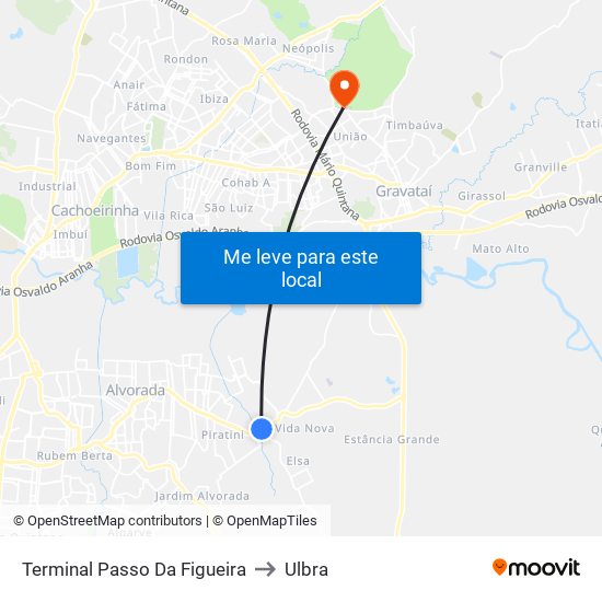 Terminal Passo Da Figueira to Ulbra map