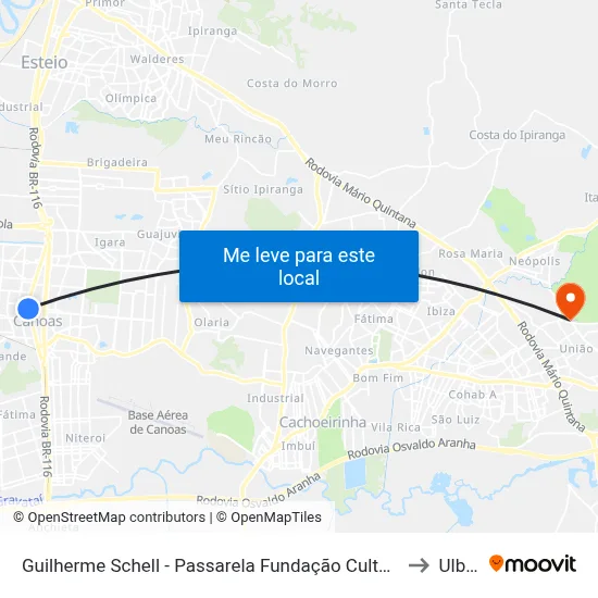 Guilherme Schell - Passarela Fundação Cultural to Ulbra map