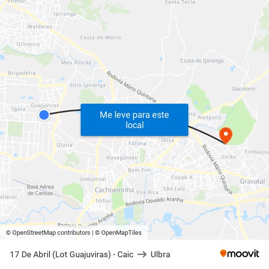17 De Abril (Lot Guajuviras) - Caic to Ulbra map
