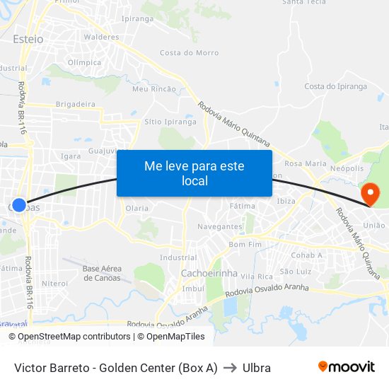 Victor Barreto - Golden Center (Box A) to Ulbra map