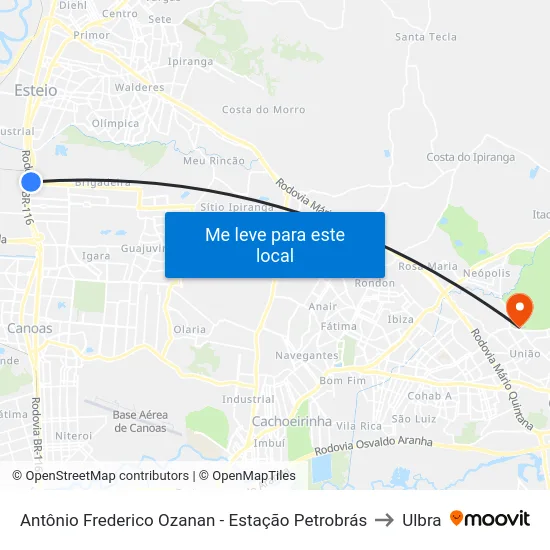 Antônio Frederico Ozanan - Estação Petrobrás to Ulbra map