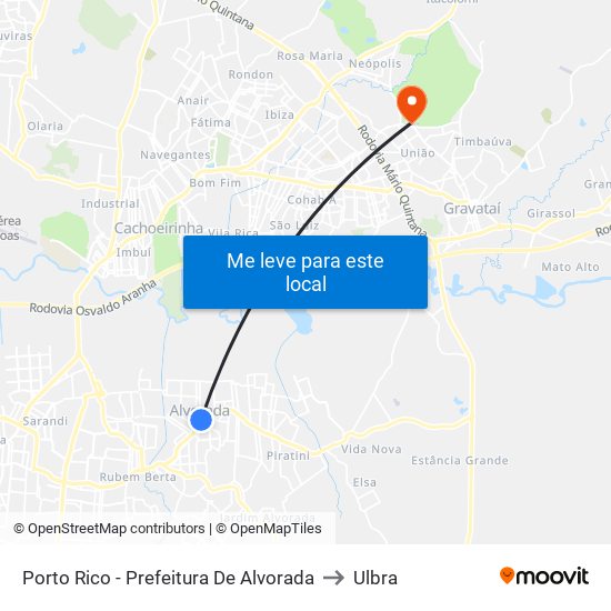 Porto Rico - Prefeitura De Alvorada to Ulbra map