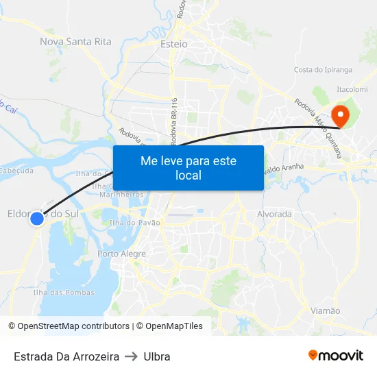 Estrada Da Arrozeira to Ulbra map