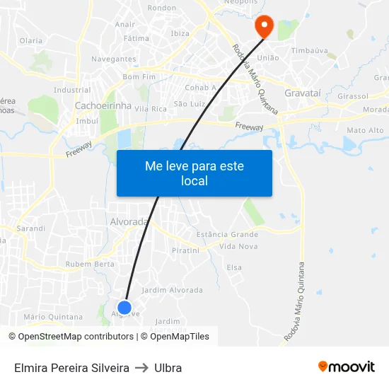 Elmira Pereira Silveira to Ulbra map
