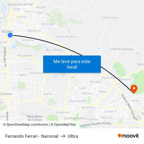 Fernando Ferrari - Nacional to Ulbra map