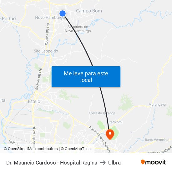 Dr. Maurício Cardoso - Hospital Regina to Ulbra map