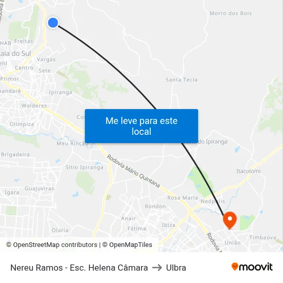 Nereu Ramos - Esc. Helena Câmara to Ulbra map