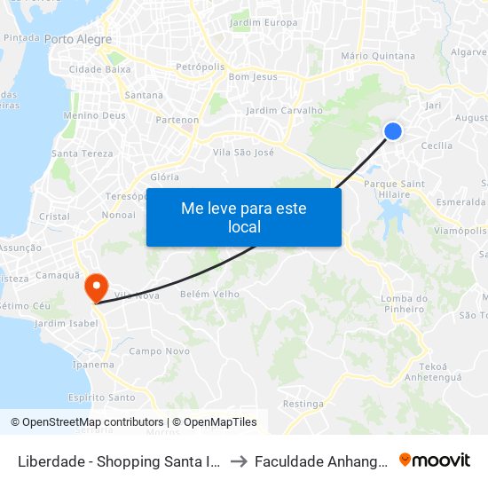 Liberdade - Shopping Santa Isabel to Faculdade Anhanguera map