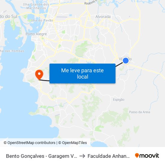 Bento Gonçalves - Garagem Viamão to Faculdade Anhanguera map