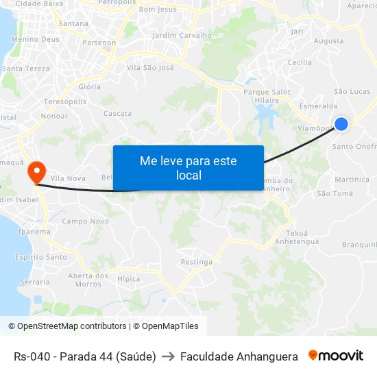 Rs-040 - Parada 44 (Saúde) to Faculdade Anhanguera map