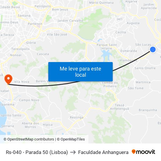 Rs-040 - Parada 50 (Lisboa) to Faculdade Anhanguera map
