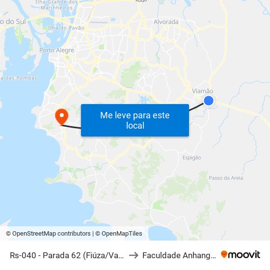 Rs-040 - Parada 62 (Fiúza/Valença) to Faculdade Anhanguera map