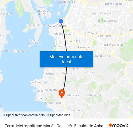 Term. Metropolitano Mauá - Desembarque to Faculdade Anhanguera map