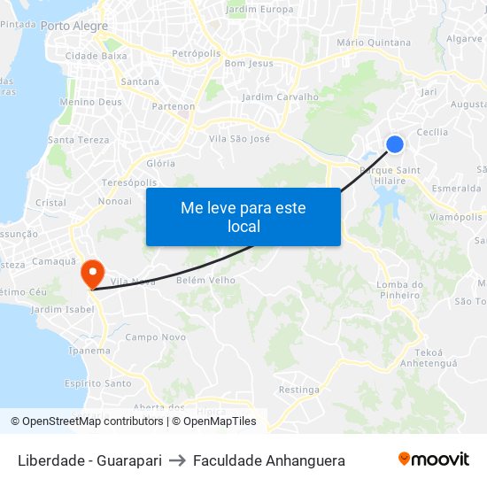 Liberdade - Guarapari to Faculdade Anhanguera map