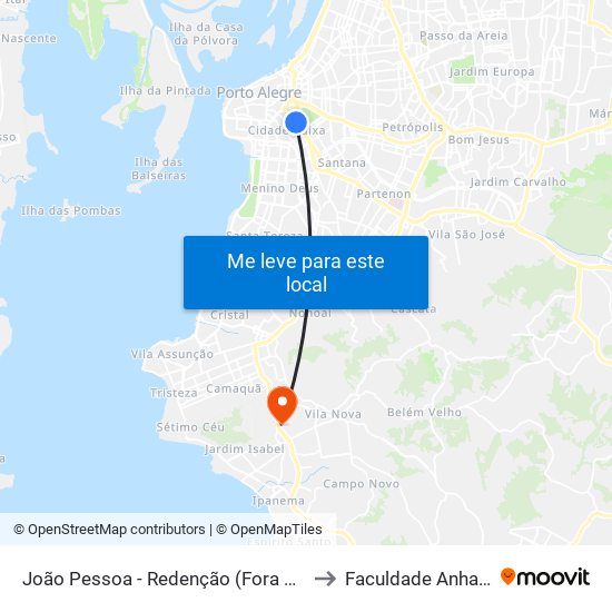 João Pessoa - Redenção (Fora Do Corredor) to Faculdade Anhanguera map