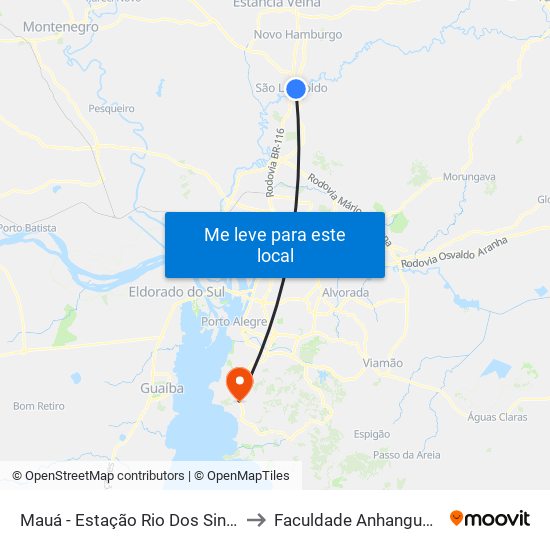 Mauá - Estação Rio Dos Sinos to Faculdade Anhanguera map