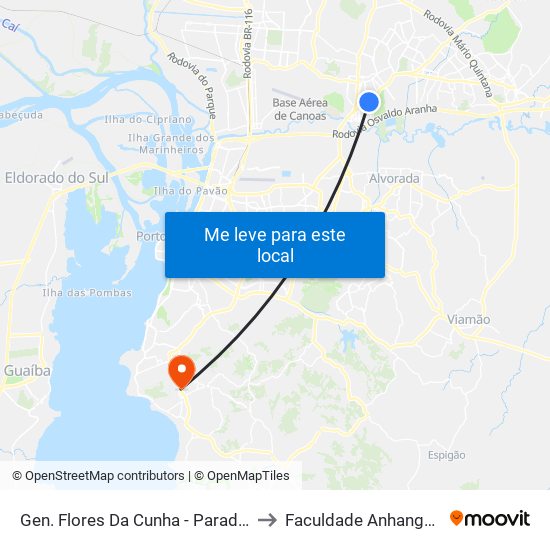 Gen. Flores Da Cunha - Parada 52 to Faculdade Anhanguera map