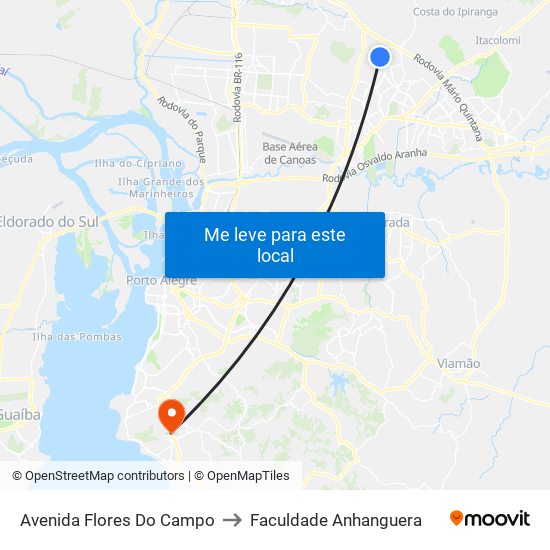 Avenida Flores Do Campo to Faculdade Anhanguera map