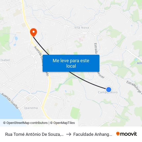Rua Tomé Antônio De Souza, 235 to Faculdade Anhanguera map