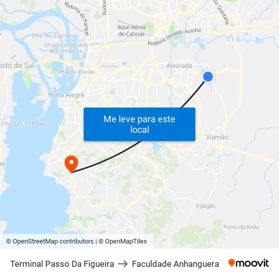 Terminal Passo Da Figueira to Faculdade Anhanguera map