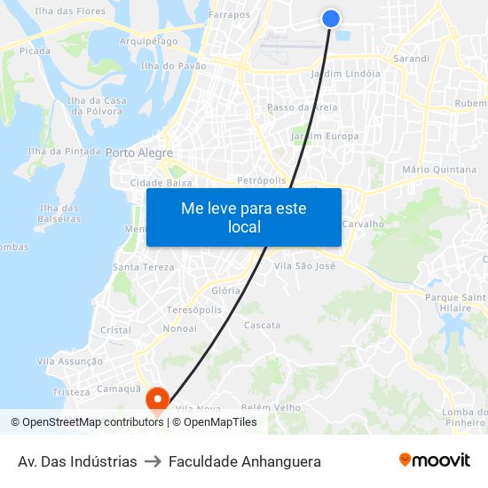 Av. Das Indústrias to Faculdade Anhanguera map