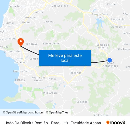 João De Oliveira Remião - Parada 21-A to Faculdade Anhanguera map