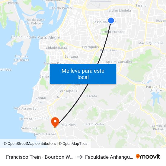 Francisco Trein - Bourbon Wallig to Faculdade Anhanguera map