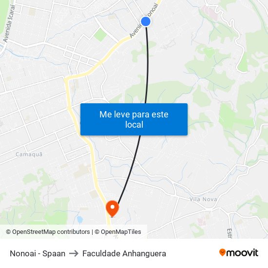 Nonoai - Spaan to Faculdade Anhanguera map