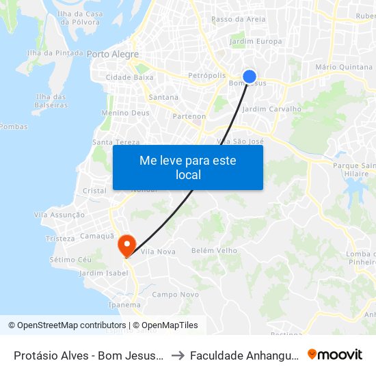 Protásio Alves - Bom Jesus Cb to Faculdade Anhanguera map