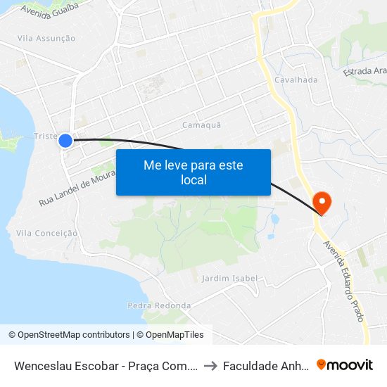 Wenceslau Escobar - Praça Com. Souza Gomes to Faculdade Anhanguera map