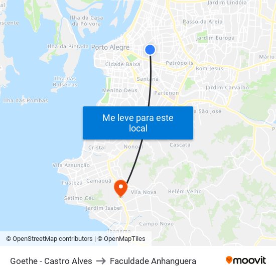 Goethe - Castro Alves to Faculdade Anhanguera map