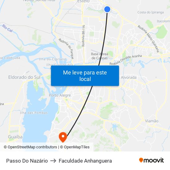 Passo Do Nazário to Faculdade Anhanguera map