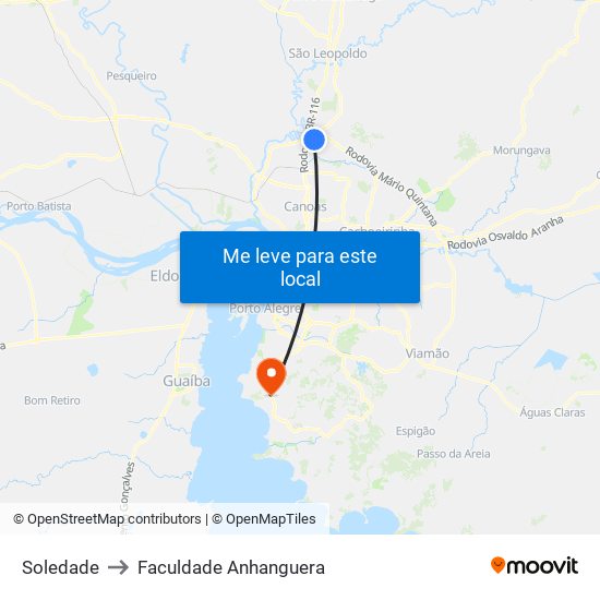 Soledade to Faculdade Anhanguera map