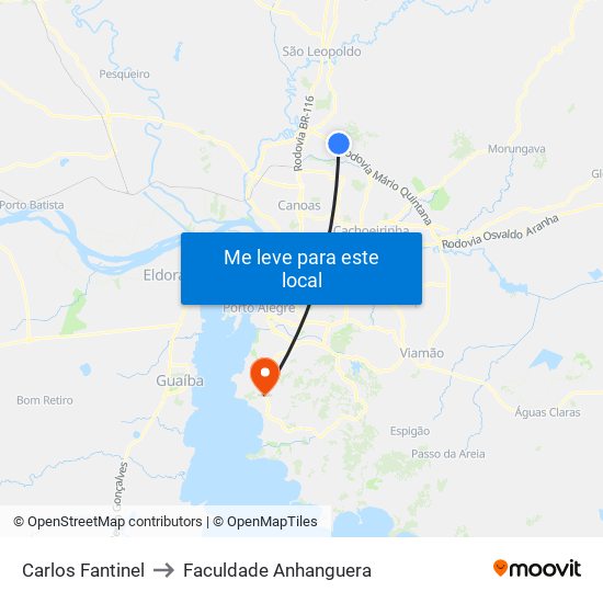 Carlos Fantinel to Faculdade Anhanguera map