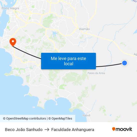 Beco João Sanhudo to Faculdade Anhanguera map