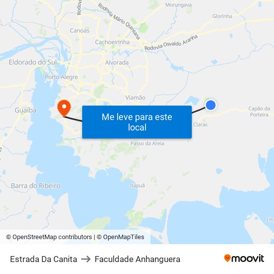 Estrada Da Canita to Faculdade Anhanguera map