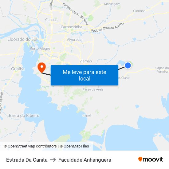 Estrada Da Canita to Faculdade Anhanguera map