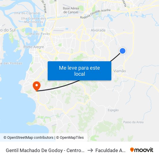 Gentil Machado De Godoy - Centro De Pesquisa Viamão to Faculdade Anhanguera map